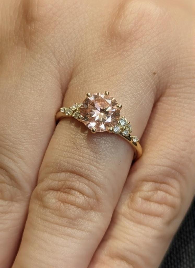 1ct Pink Morganite Promise Ring | June Birthstone Gemstone Engagement Ring For Women | Art Deco Ring
