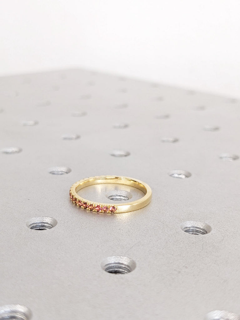 Pink Tourmaline Ring, 18K Yellow Gold Wedding Band, October Birthstone Ring, Gold Matching Ring, Dainty Ring, Personalized Ring, Womens Ring