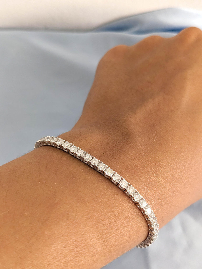 Sparkling Natural Diamond Dainty Bracelet | Prong Set Tennis Bracelet | Women Diamond Bracelet | Birthday Gift | Valentine Gift