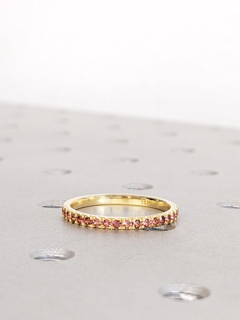 Pink Tourmaline Ring, 18K Yellow Gold Wedding Band, October Birthstone Ring, Gold Matching Ring, Dainty Ring, Personalized Ring, Womens Ring