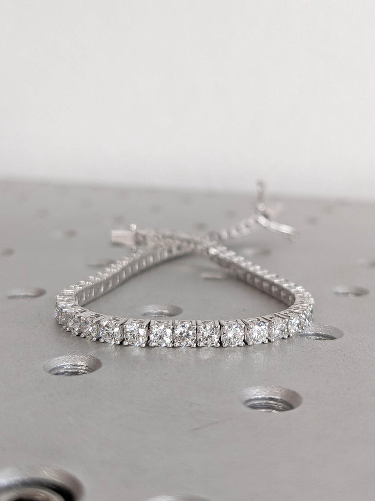 3MM VVS Moissanite Tennis Bracelet | 14k 18k White Gold Tennis Bracelet | Unisex Sparkling Diamond Chain Bracelet | Gift for Her or Him
