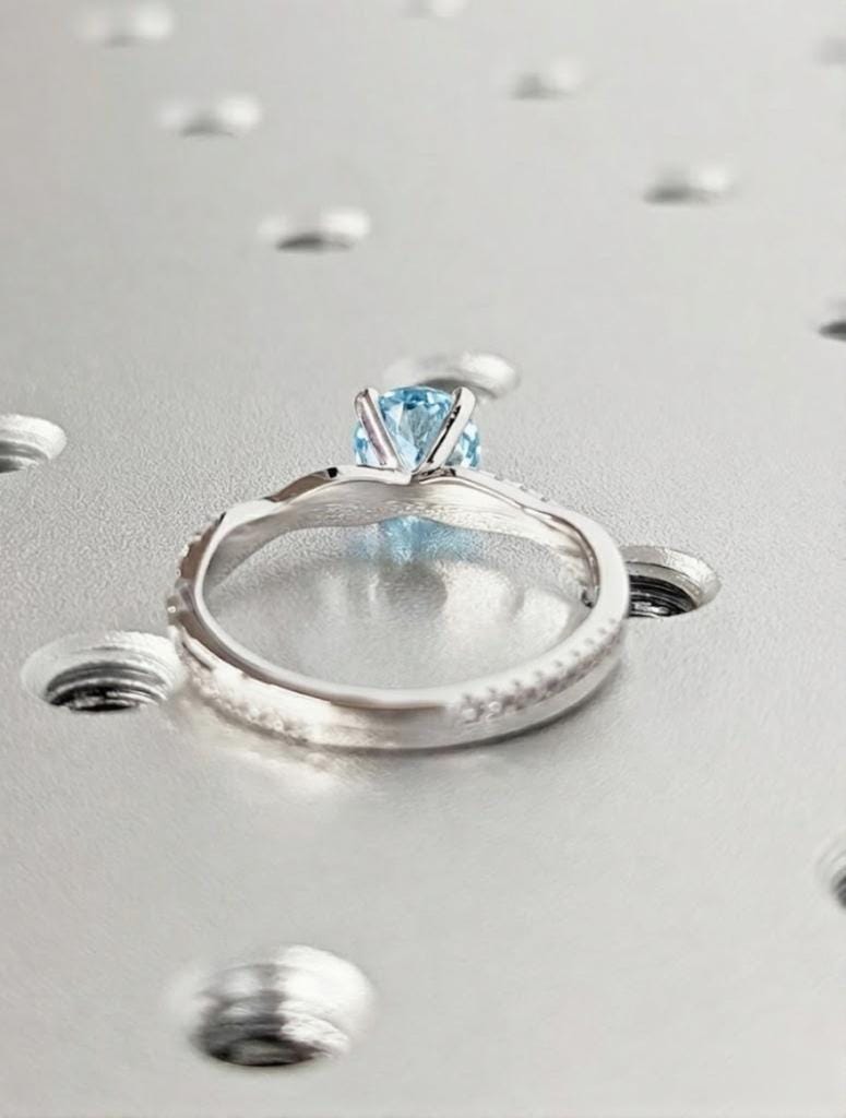 0.5-4ct Lab Aquamarine Ring, 14K White Gold, Round Cut Pave Side Diamond Engagement Ring, March Birthstone Jewelry, Wedding Anniversary Ring