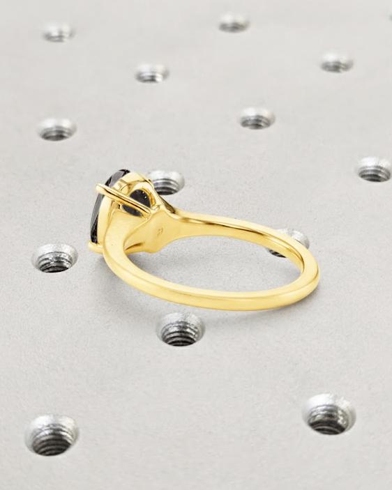 Oval Engagement Ring - Oval Salt and Pepper Diamond Ring - Grey Diamond Ring - Reverse Tapered Ring - Tapered Shank Ring - Gold Promise Ring image #3