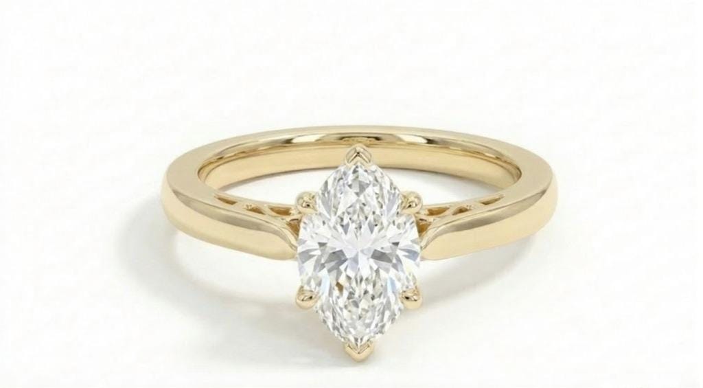 D/F Color VS1 Lab Grown Diamond Solitaire Ring | Marquise Engagement Ring