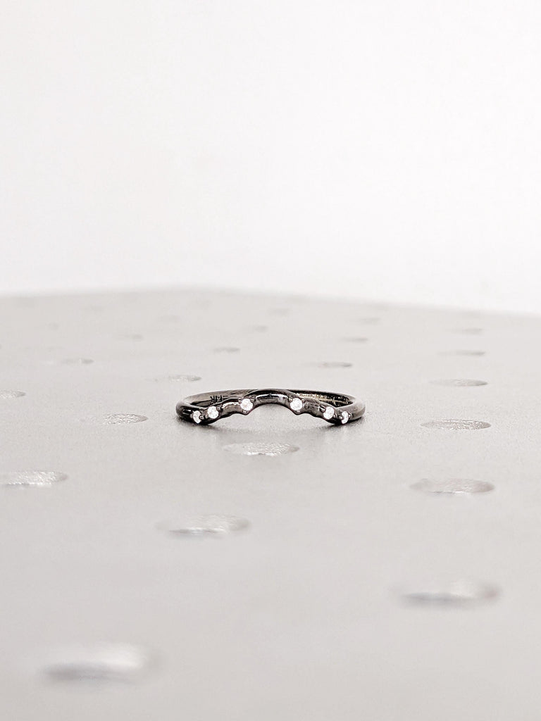 Diamond Wedding Band, 14K Black Gold Matching Ring, Everyday Stacking Ring image #2