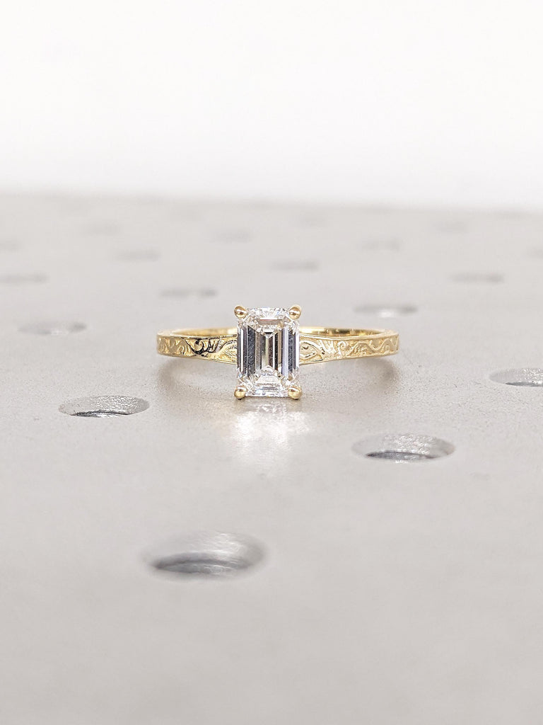 Emerald Cut Lab Grown Diamond Engagement Ring