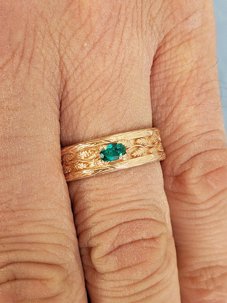 Leaf Engraved Gold Ring