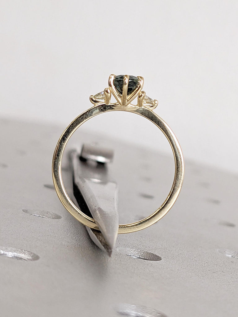 1ct Teal Sapphire Engagement Ring, 14k Solid Gold September Birthstone, Pear Shaped Ring image #5