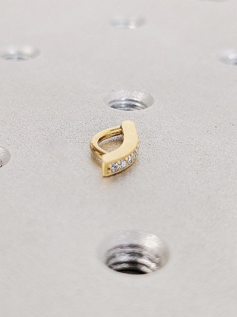 18K Solid Gold Moissanite Helix Piercing, Hinged Hoop Earrings, Curved Moissanite Clicker Earrings, Personalized Jewelry image #7