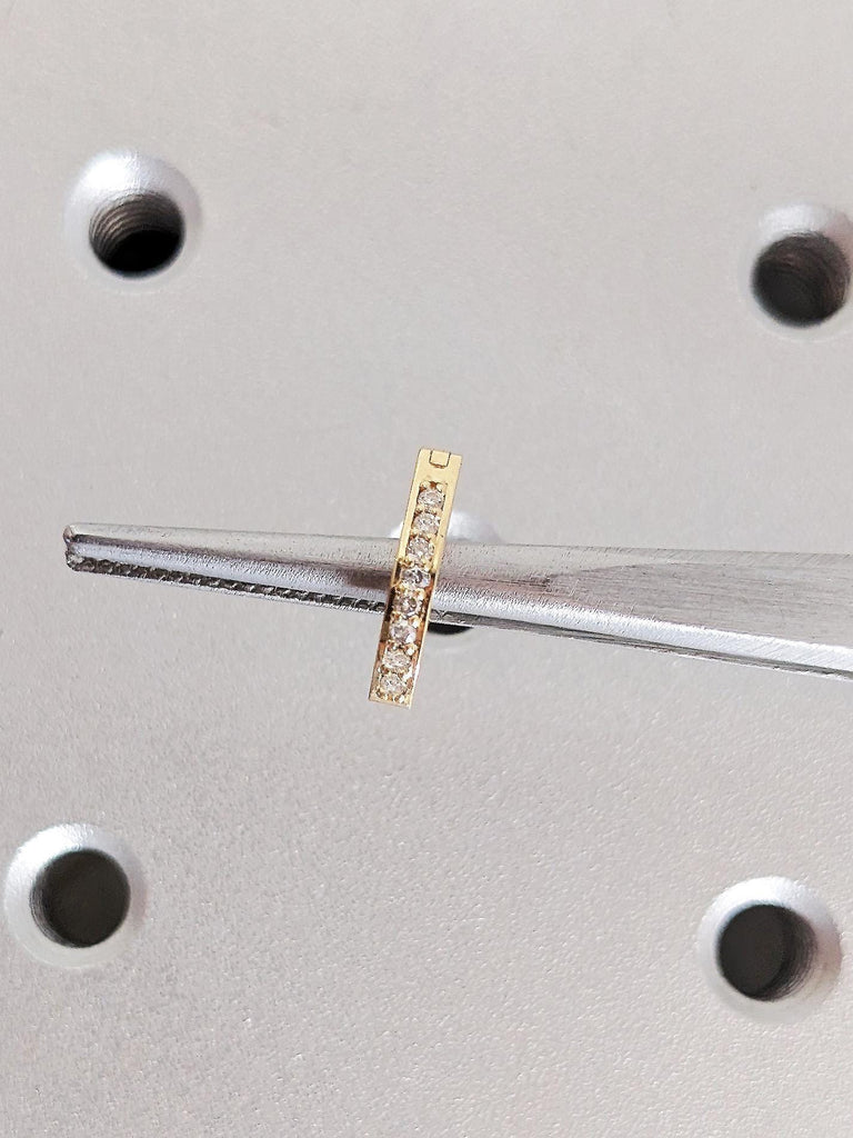 18K Gold Naval Ring, White Diamond Belly Button Clicker, Body Piercing, Custom Navel Piercing, Everyday Jewelry, Christmas Gift For Her image #7