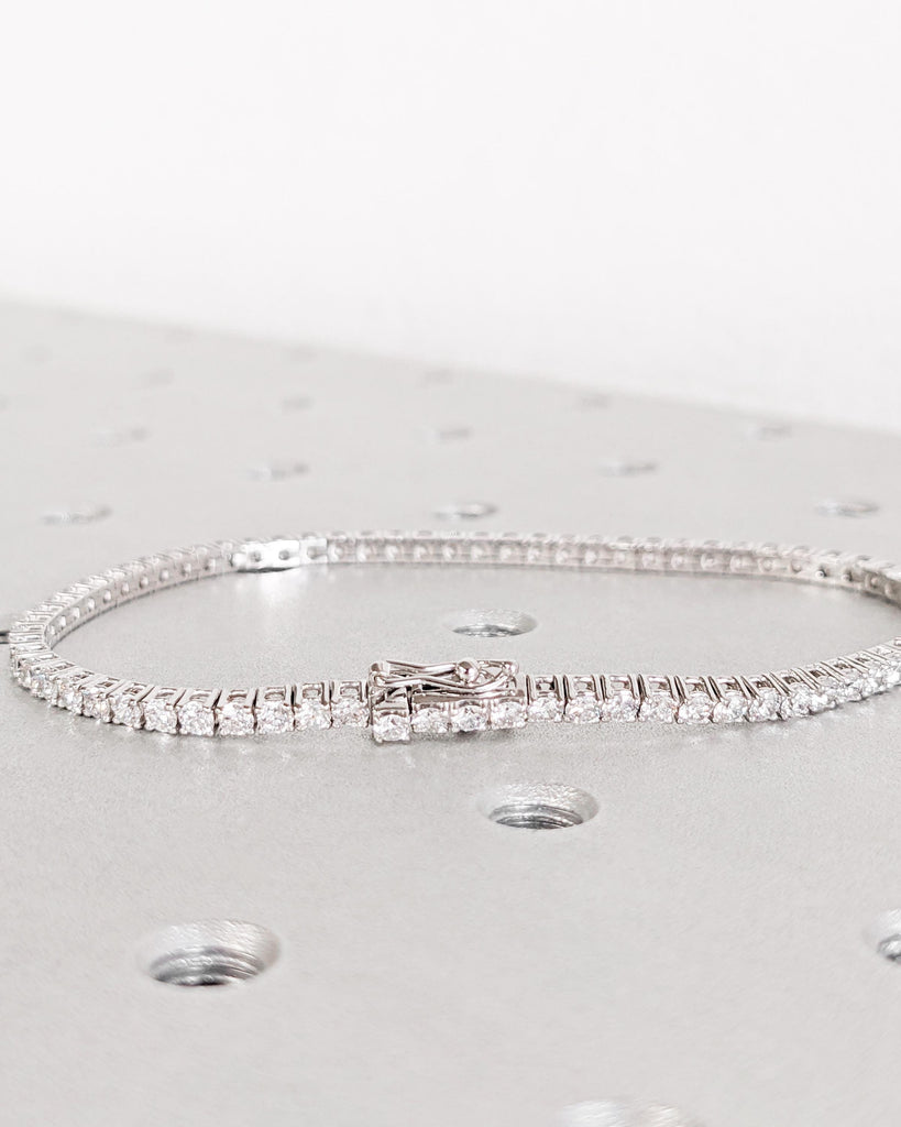 14K White Gold Tennis Bracelet | Diamond Tennis Bracelet | Dainty Bracelet | Minimalist Bracelet | Bridal Jewelry | Anniversary Gift for Her image #10