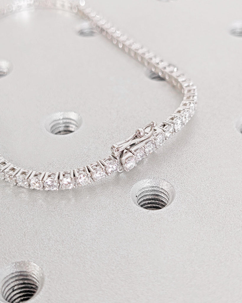 14K White Gold Tennis Bracelet | Certified Lab Diamond Bracelet | Prong Set Conflict Free CVD Diamond Wedding Bracelet | Bracelets for Women image #6