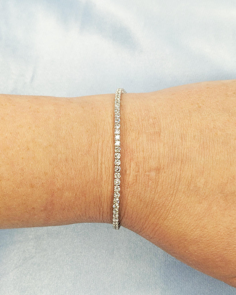 14K White Gold Tennis Bracelet | Certified Lab Diamond Bracelet | Prong Set Conflict Free CVD Diamond Wedding Bracelet | Bracelets for Women image #10