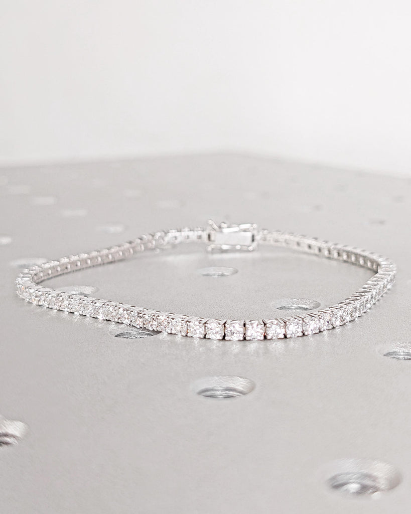 14K White Gold Tennis Bracelet | Certified Lab Diamond Bracelet | Prong Set Conflict Free CVD Diamond Wedding Bracelet | Bracelets for Women image #3
