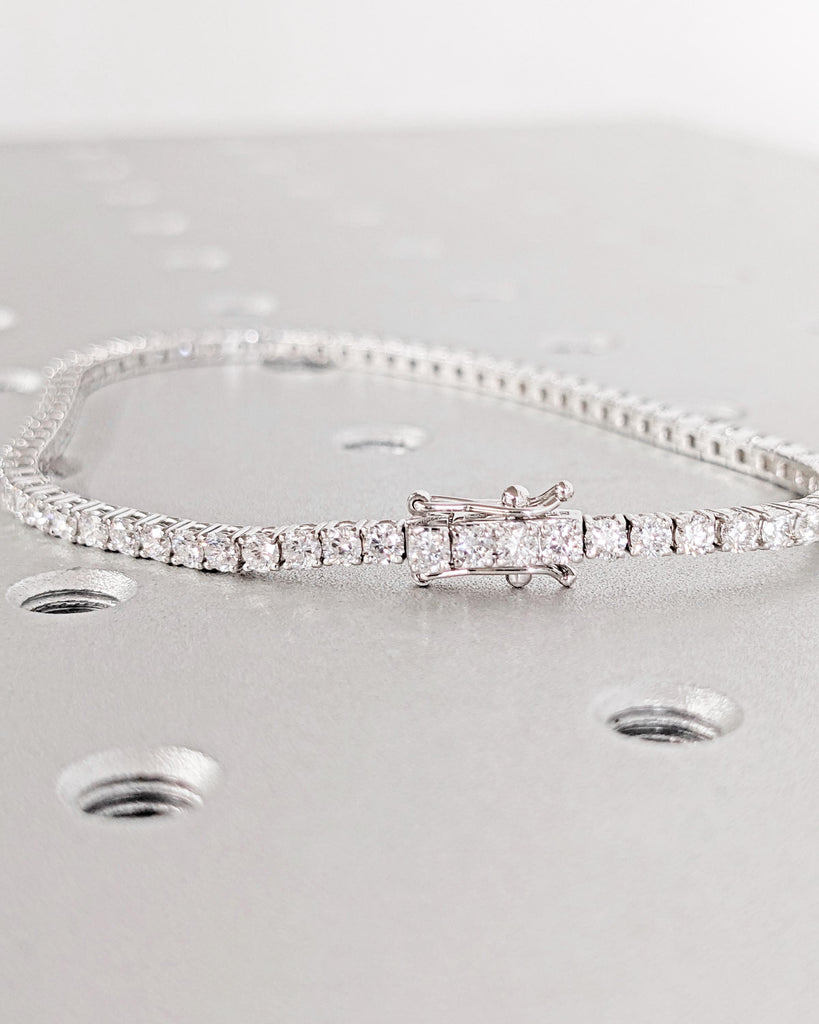 14K White Gold Tennis Bracelet | Diamond Tennis Bracelet | Dainty Bracelet | Minimalist Bracelet | Bridal Jewelry | Anniversary Gift for Her image #4