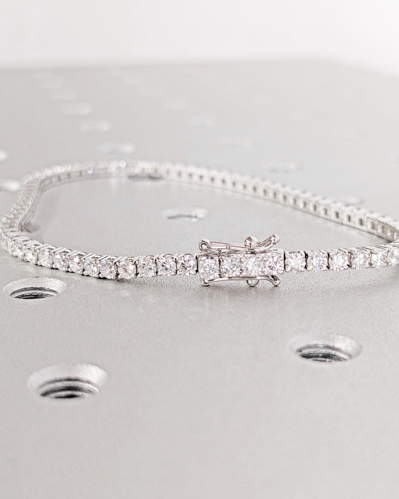 14K White Gold Tennis Bracelet | Certified Lab Diamond Bracelet | Prong Set Conflict Free CVD Diamond Wedding Bracelet | Bracelets for Women image #5
