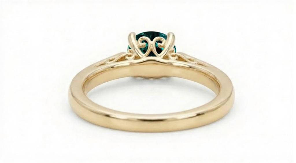 Vintage Emerald Engagement Ring, Minimalist 14k Solid Gold Filigree Ring for Her image #6