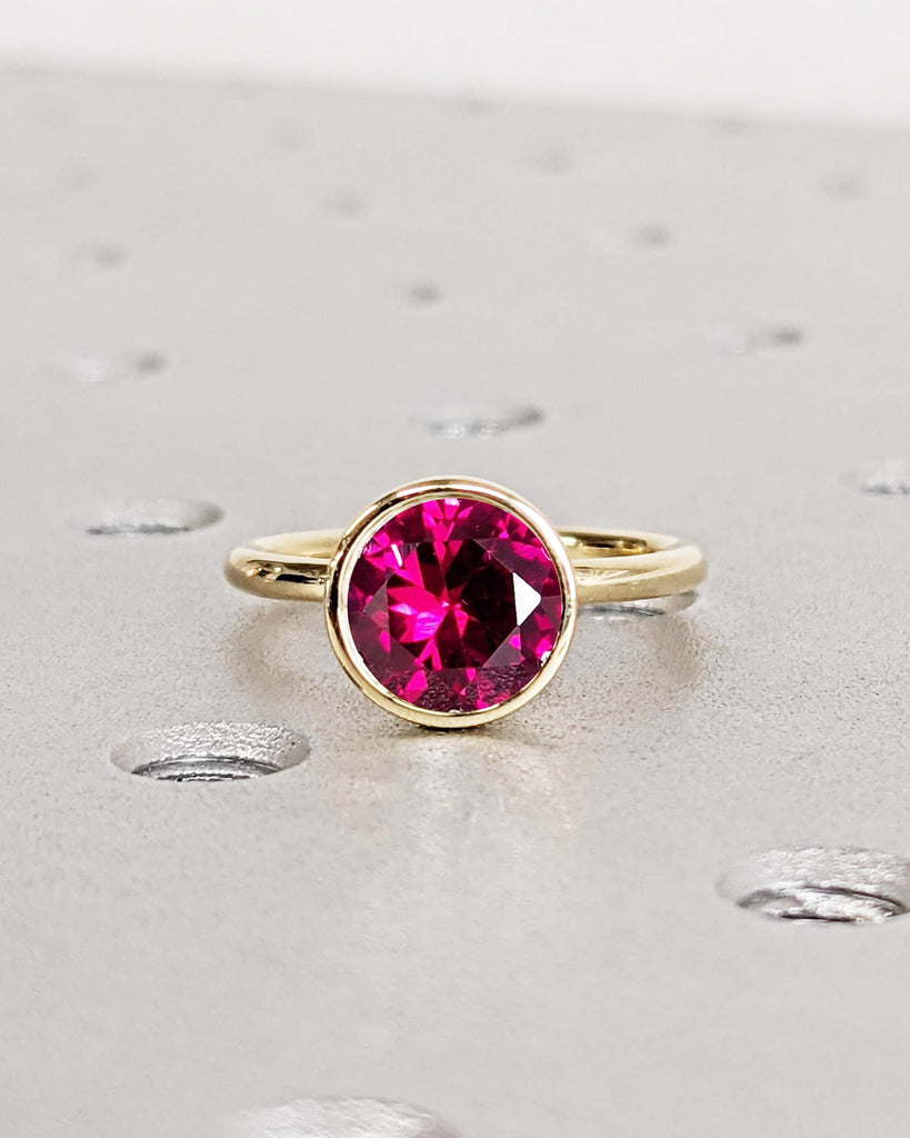 Vintage Tulip Setting Ruby Ring | Lotus Flower Ring | Antique Solid Gold Ruby Bezel Engagement Ring | Floral Nature Ring | Red Gemstone Ring