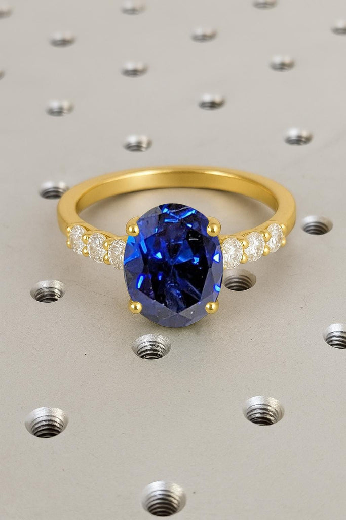 Blue Sapphire Ring, Oval Engagement Ring, 18k/14k Solid Gold Ring