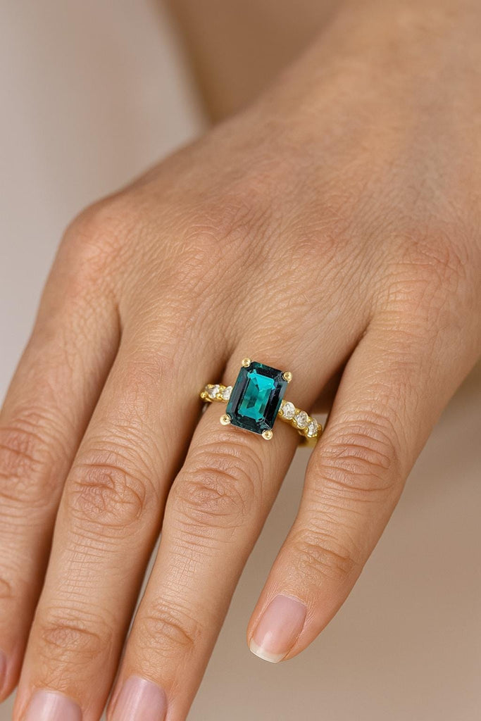Emerald Cut Emerald Engagement Ring