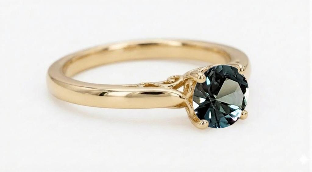 1 Carat Montana Sapphire Engagement Ring, Unique 14k Solid Gold Blue Green Sapphire Ring, September Birthstone, Personalized Handmade Ring image #5