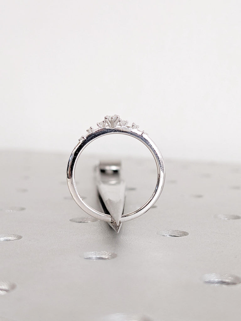 Round Diamond Cluster Engagement Ring, 14K White Gold, Lab Diamond Moissanite image #7