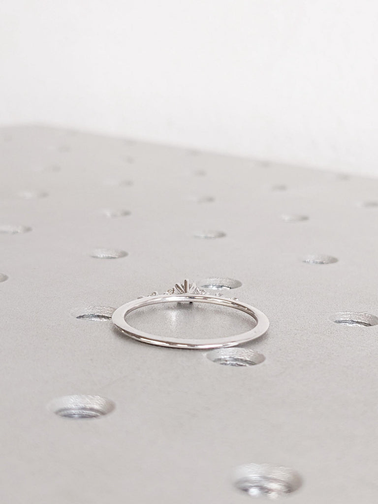 Round Diamond Cluster Engagement Ring, 14K White Gold, Lab Diamond Moissanite image #9