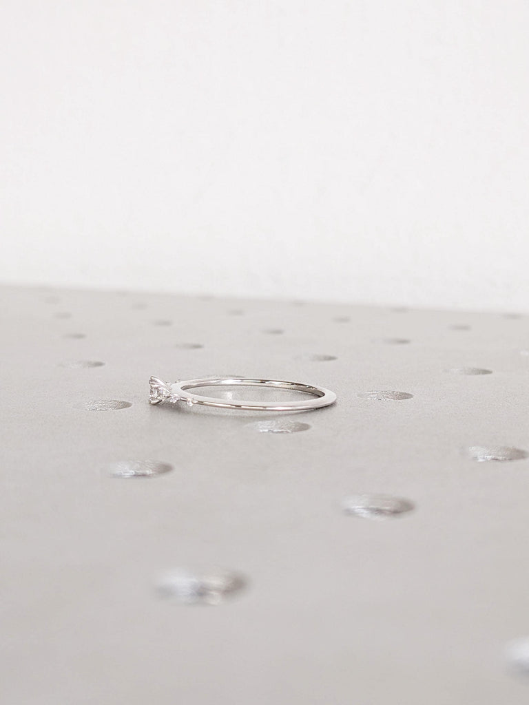 Round Diamond Cluster Engagement Ring, 14K White Gold, Lab Diamond Moissanite image #11