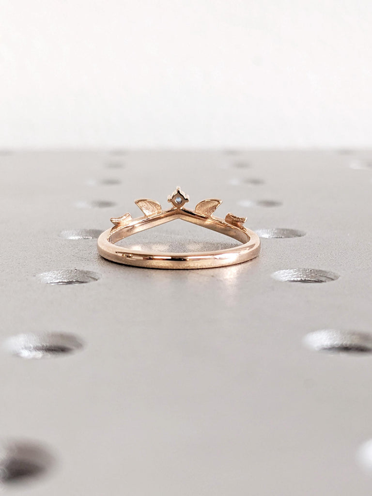 Blue Topaz Ring, London Blue Topaz Wedding Ring, Nature Inspired 14K/18K Rose Gold Vintage Leaf Ring, Promise Ring, Matching Ring For Her image #4