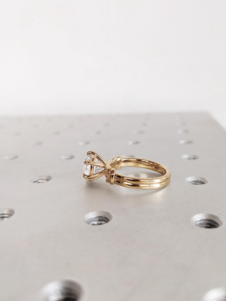 Lab Diamond Engagement Ring, Certified Diamond Solitaire, Dainty 14K/18K Yellow Gold Knot Ring, Diamond Jewelry, Wedding Ring, Promise Ring image #5