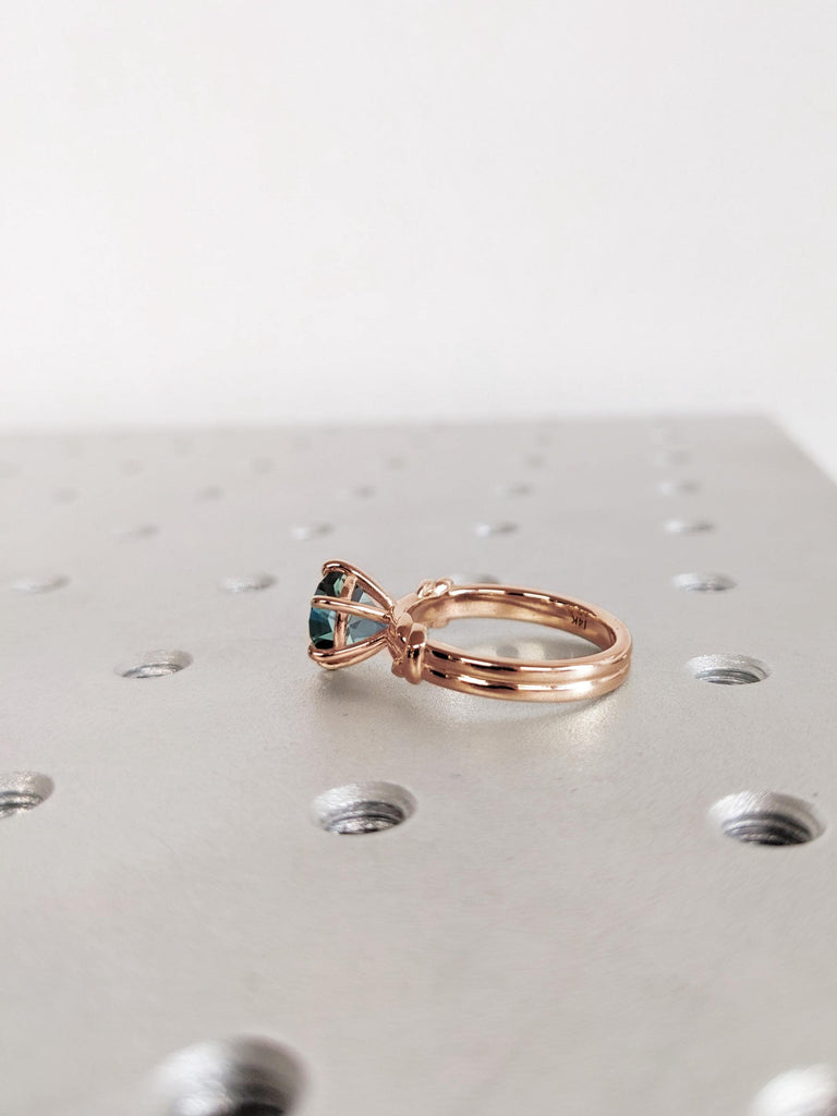 1ct Sapphire Ring, Natural Peacock Sapphire Engagement Ring, September Birthstone Jewelry, 14K Rose Gold Ring, Twist Knot Band, Promise Ring image #5