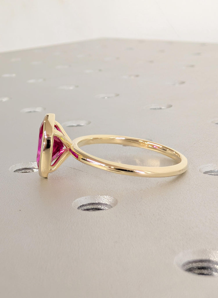 14K Yellow Gold Oval Cut Ruby Engagement Ring, July Birthstone Ring image #7