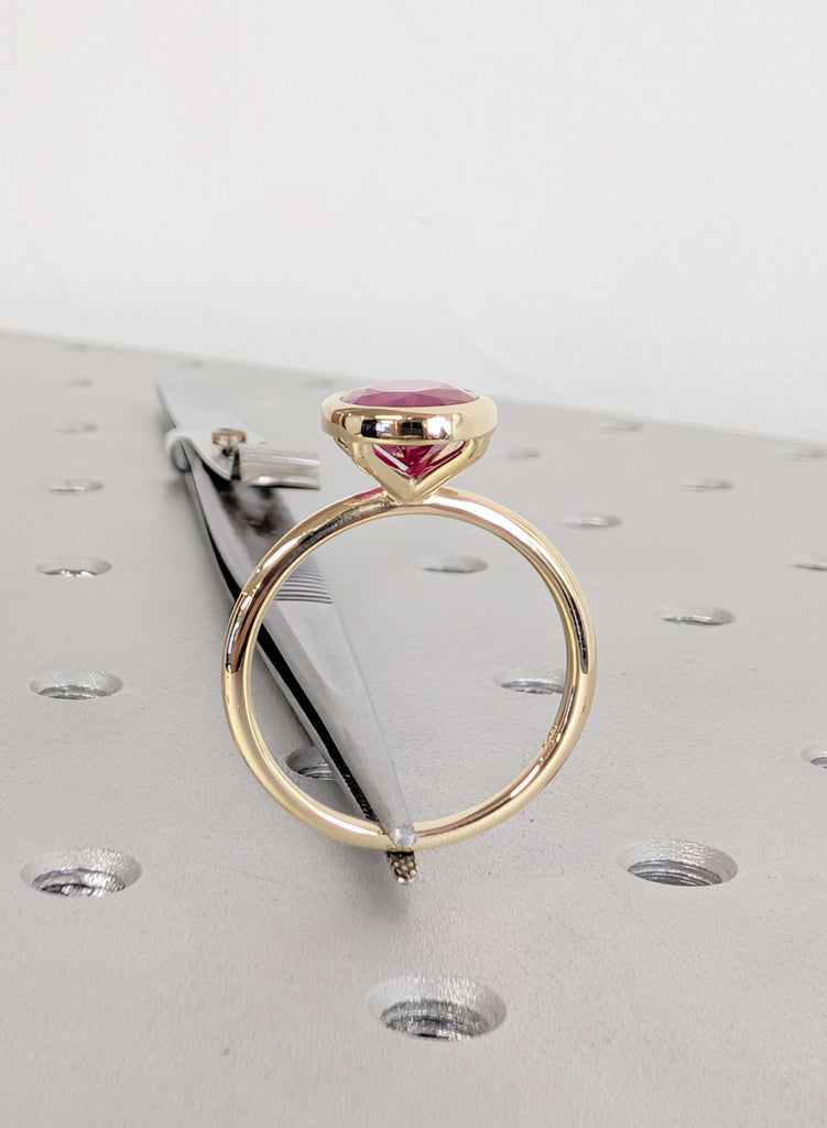 14K Yellow Gold Oval Cut Ruby Engagement Ring, July Birthstone Ring image #10
