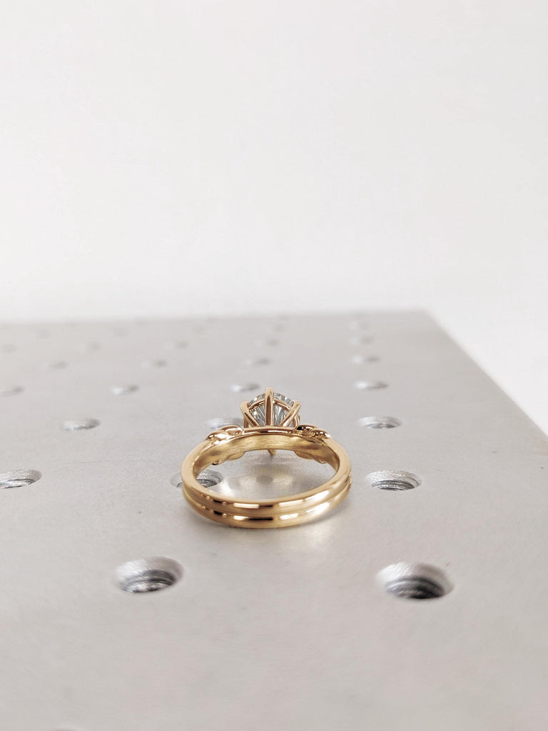 Engagement Moissanite Ring, Yellow Gold Moissanite Anniversary Ring, Round 14K/18K Solid Gold Tie Knot Ring, Unique Solitaire Statement Ring image #6
