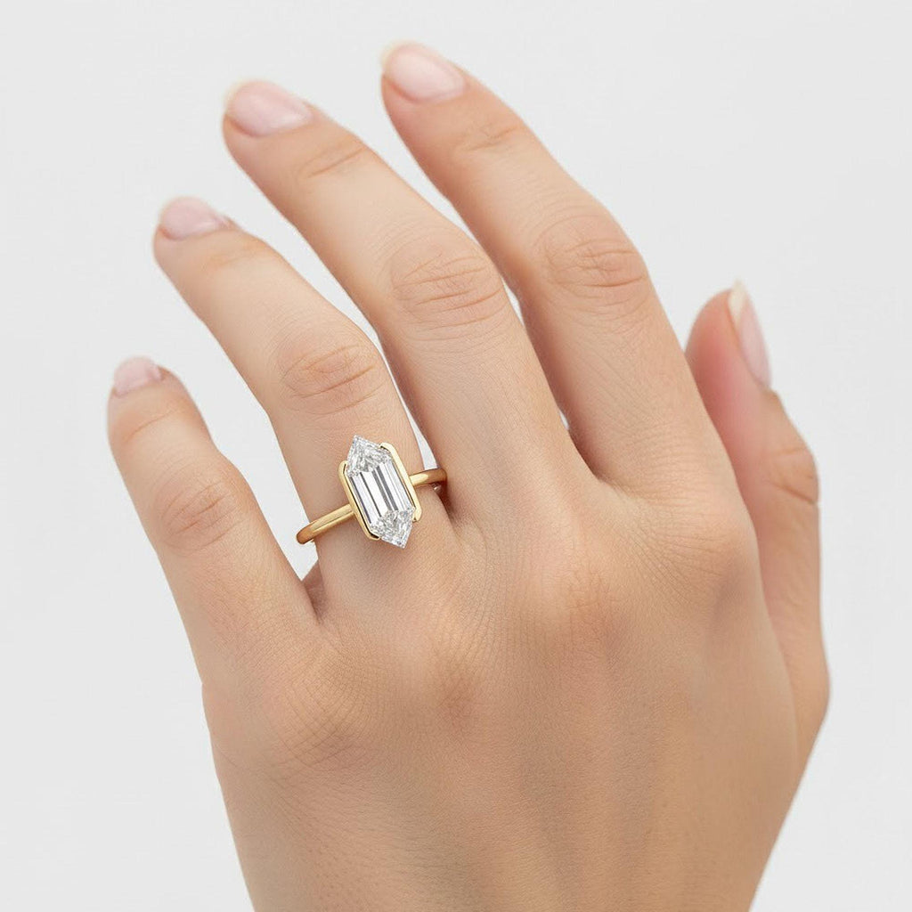 2 Carat Hexagon cut Engagement Ring | CVD Diamond Solitaire Ring | Solid Gold Wedding Ring