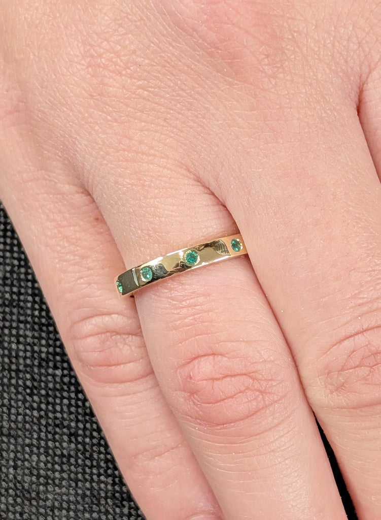 Emerald Wedding Ring, 14K Yellow Gold Matching Engagement Ring, Green Emerald Gold Wedding Band, Ring Stacks, Minimalist Ring, Everyday Ring image #4