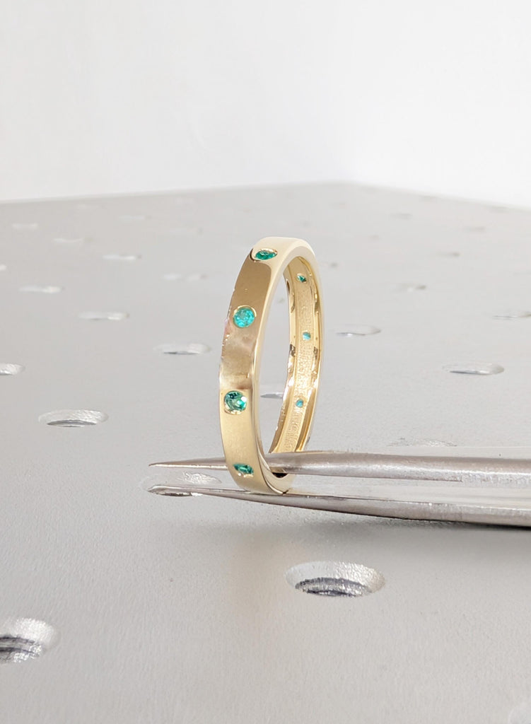 Emerald Wedding Ring, 14K Yellow Gold Matching Engagement Ring, Green Emerald Gold Wedding Band, Ring Stacks, Minimalist Ring, Everyday Ring image #6