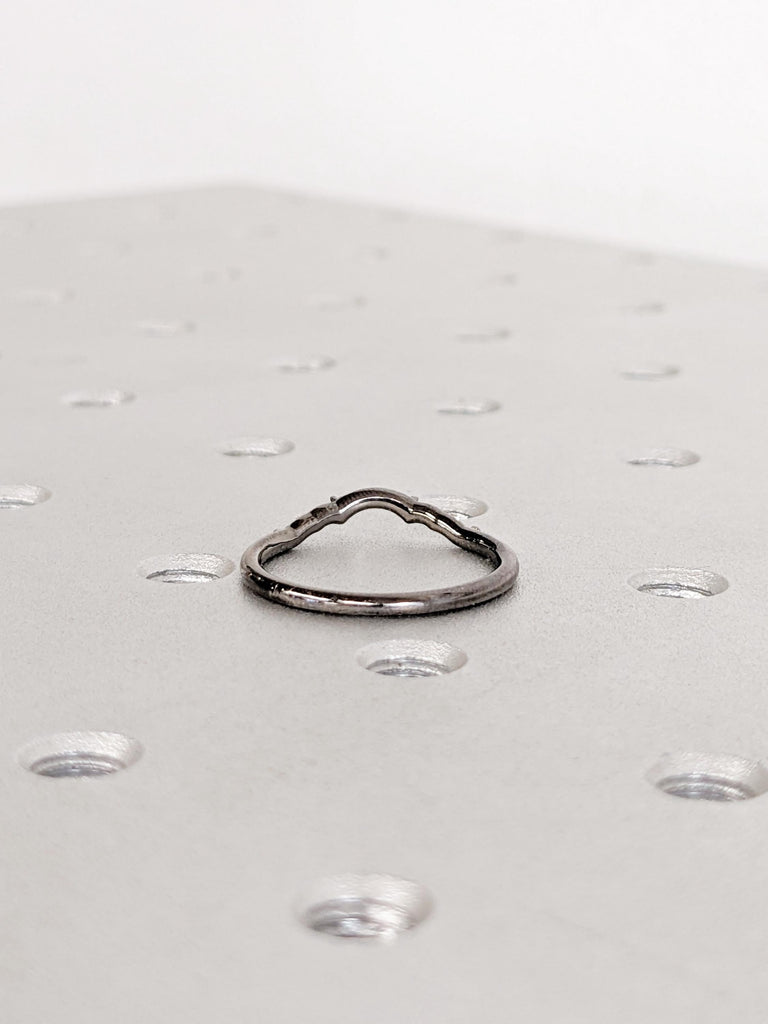 Diamond Wedding Band, 14K Black Gold Matching Ring, Everyday Stacking Ring image #4