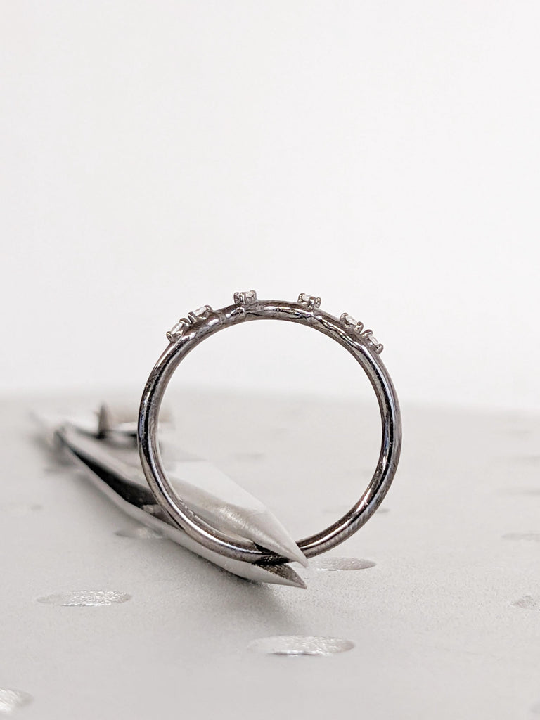 Diamond Wedding Band, 14K Black Gold Matching Ring, Everyday Stacking Ring image #5