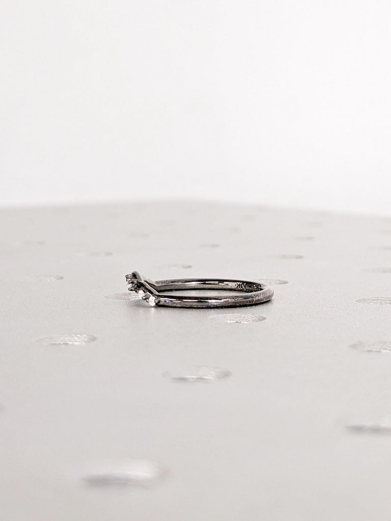 Diamond Wedding Band, 14K Black Gold Matching Ring, Everyday Stacking Ring image #3