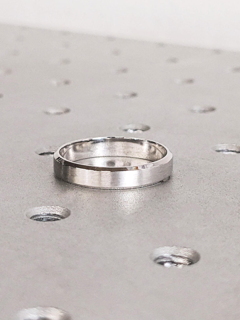 Classic Low Dome Wedding Band, 18K White Gold Engagement Ring, Minimalist Comfort Fit Wedding Band, Plain Men's Wedding Ring, 4mm Band image #6