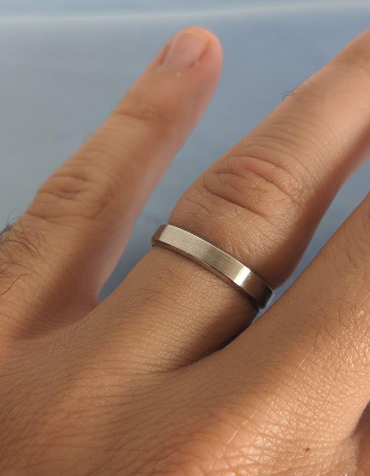 Classic Low Dome Wedding Band, 18K White Gold Engagement Ring, Minimalist Comfort Fit Wedding Band, Plain Men's Wedding Ring, 4mm Band image #2