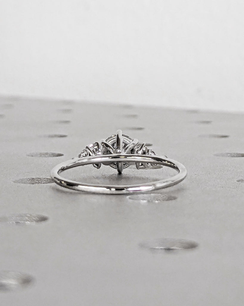 Unique Snowdrift Diamond Cluster Promise Ring: Round Lab Grown Diamond, 14K White Gold, CVD Diamond Wedding Ring Art Deco image #5