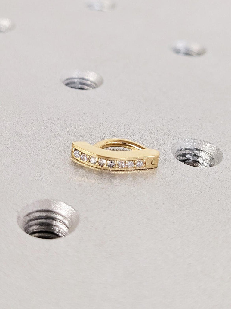 18K Gold Naval Ring, White Diamond Belly Button Clicker, Body Piercing, Custom Navel Piercing, Everyday Jewelry, Christmas Gift For Her image #4