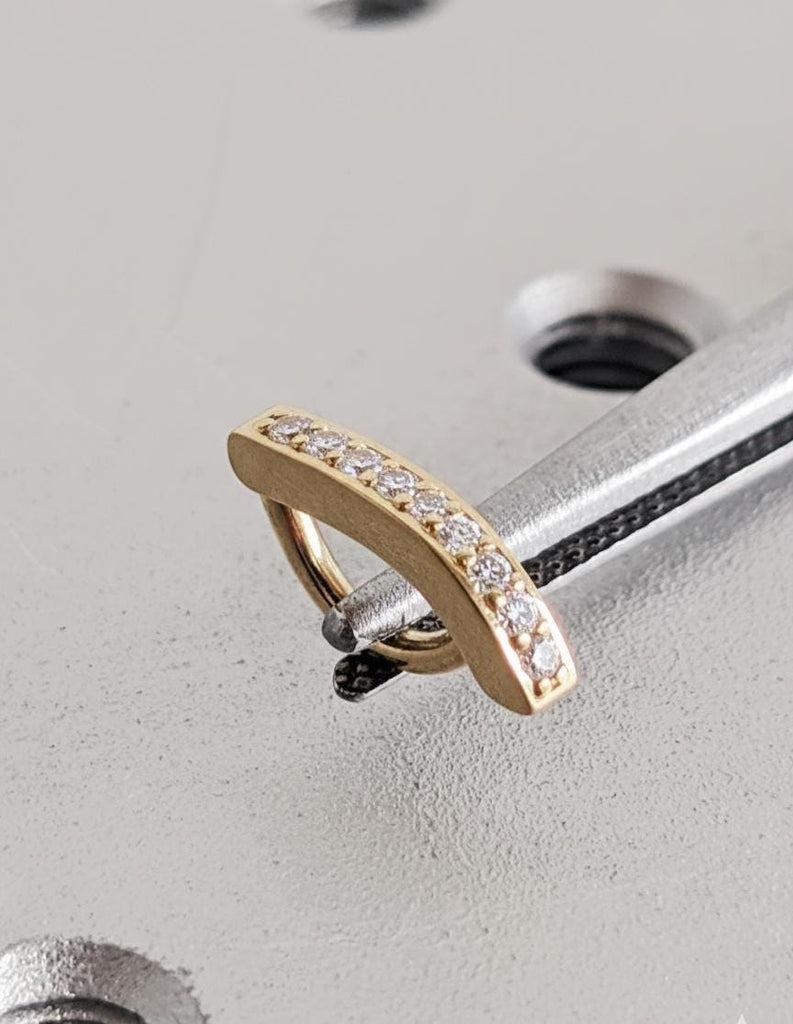 18K Solid Gold Moissanite Helix Piercing, Hinged Hoop Earrings, Curved Moissanite Clicker Earrings, Personalized Jewelry image #4