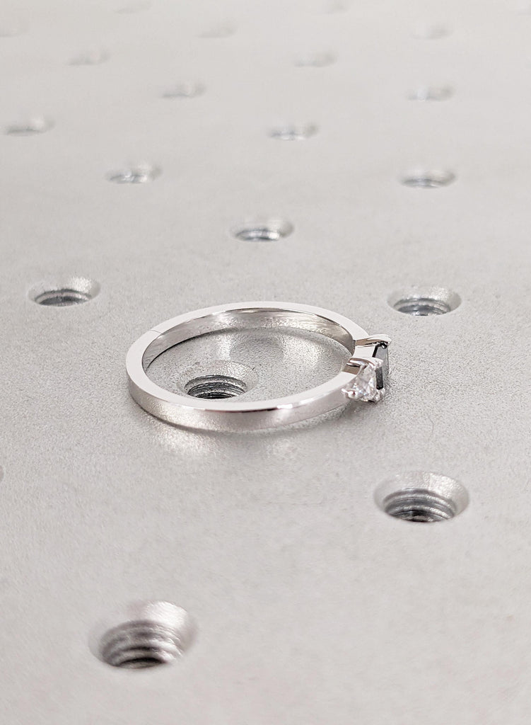 Salt and Pepper Diamond Engagement Ring , 14K White Gold Baguette Diamond Ring, Unique Minimalist Ring, Modern Bridal Ring, Trio Stone Ring image #5