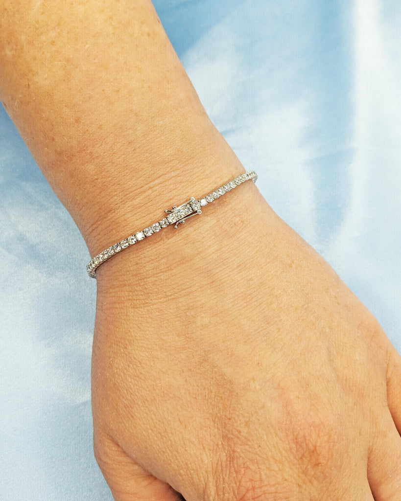 14K White Gold Tennis Bracelet | Certified Lab Diamond Bracelet | Prong Set Conflict Free CVD Diamond Wedding Bracelet | Bracelets for Women image #8