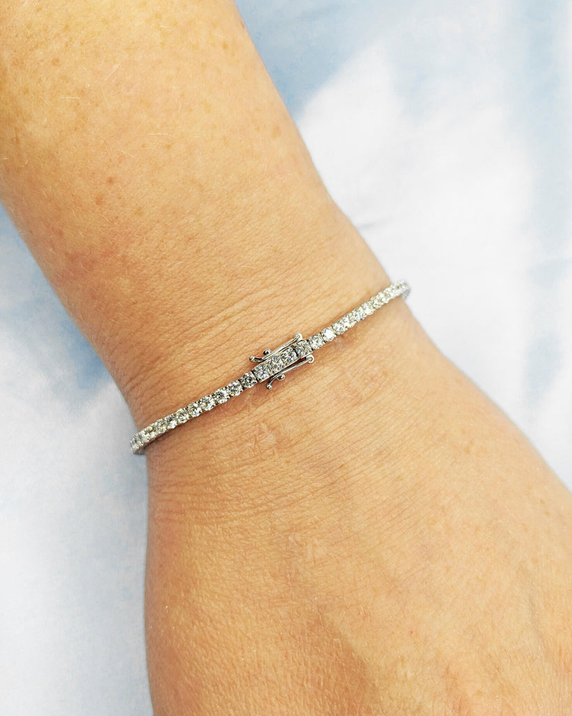 Tennis Bracelet | 14K White Gold VVS Moissanite Tennis Bracelet or Chain | Round Cut Moissanite Stacking Bracelet | Anniversary Gift for Her image #8