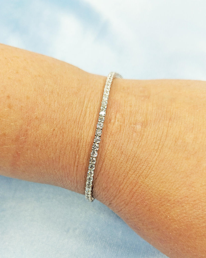 14K White Gold Tennis Bracelet | Certified Lab Diamond Bracelet | Prong Set Conflict Free CVD Diamond Wedding Bracelet | Bracelets for Women image #9