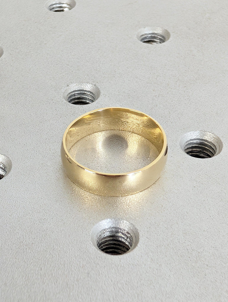 14K Solid Gold Chunky Dome Ring, Classic Dome Wedding Band 5mm, Men's Engagement Ring, Comfort Fit Band image #3